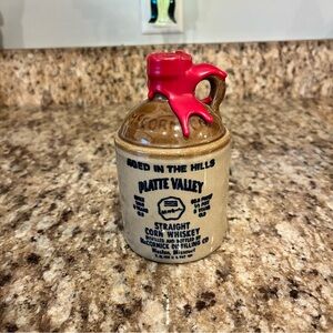 Vintage 70s McCormick Platte Valley Straight Corn Whiskey 1/2 Pint Stoneware Jug